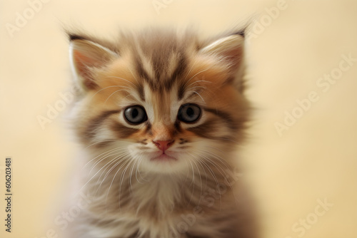 Cute tabby kitten portrait studio shot close up