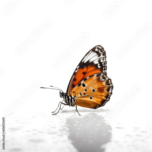 walking butterfly on a white background