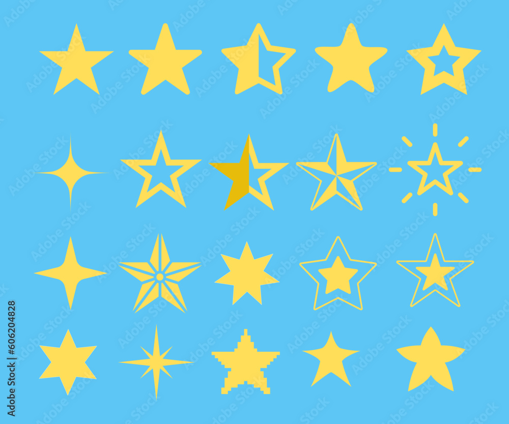 Icon set Illustrasi Yellow star shape. Vector Icon set Illustrasi Yellow star shape. Vector