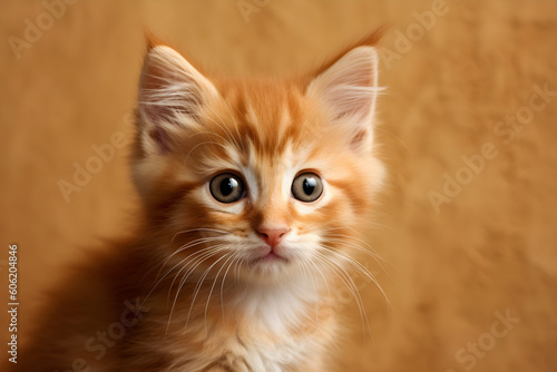 Cute ginger kitten portrait studio shot face