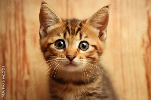 Cute tabby kitten portrait studio shot © sam