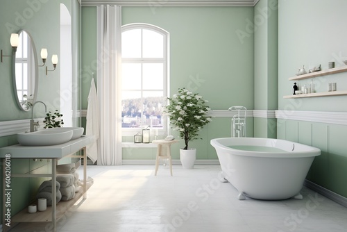 Green bathroom  generative ai