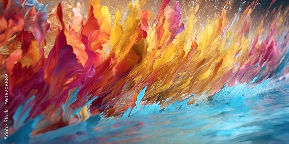 Oil paint colorful abstract 3d background with sparkles effect