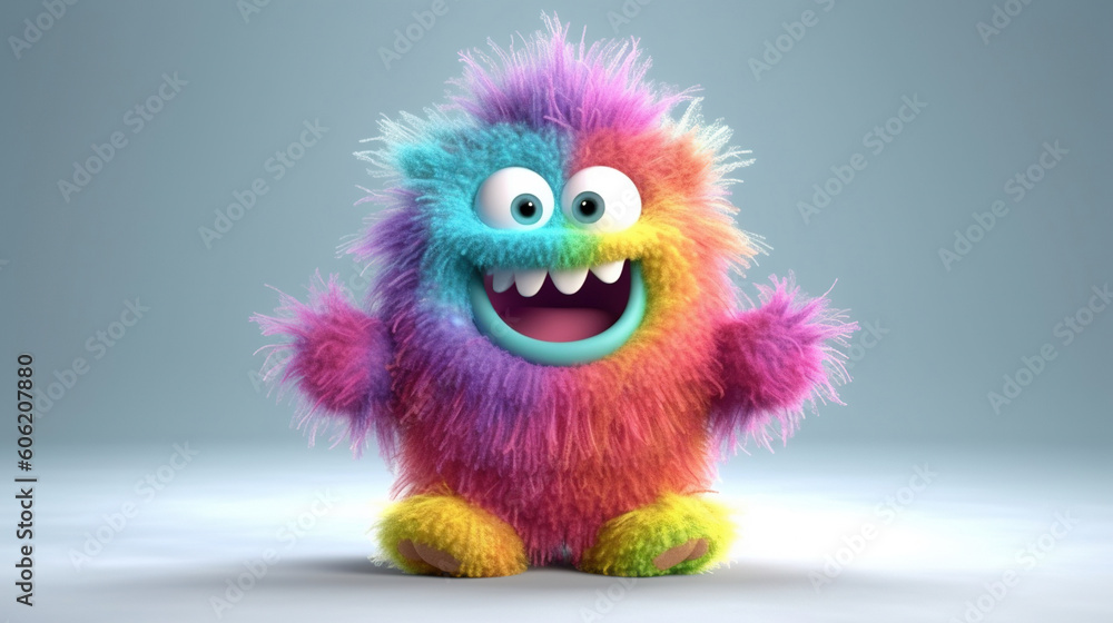 Fototapeta premium Rainbow monster. 3d creatures