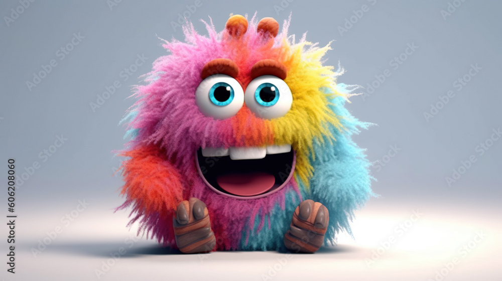 Fototapeta premium Rainbow monster. 3d creatures