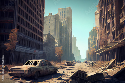 Generative AI render of a dystopian city
