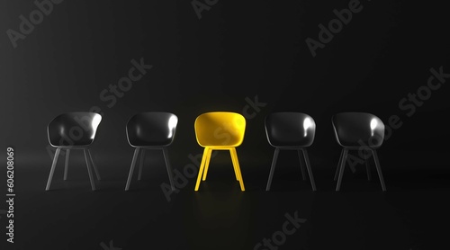 The yellow that stands out from the crowd. Business concept 3D rendering. We are hiring. Leadship concept. photo