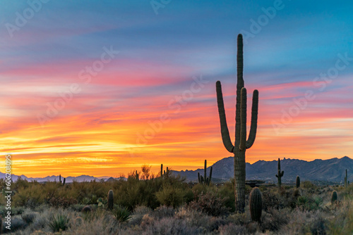 Cololrful Sunrise Skies In North Scottsdale Desert Preserve © Ray Redstone