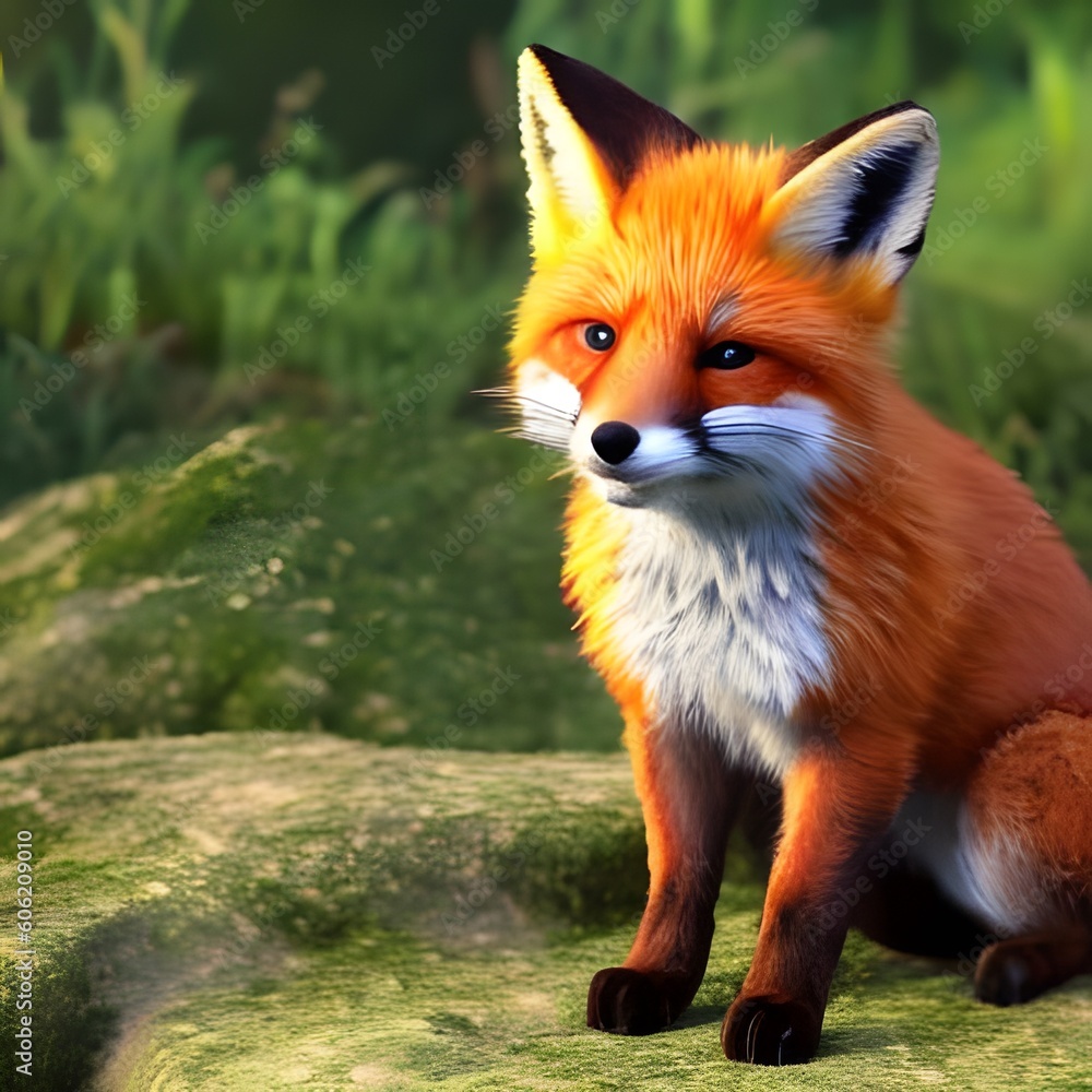 Naklejka premium Irresistible Charm of a Red Fox