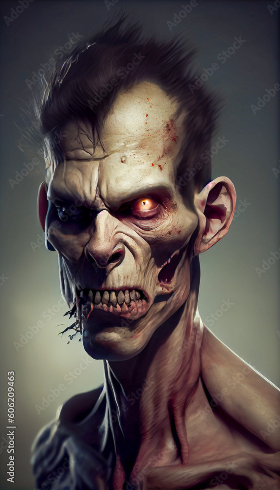 Generative AI render of a creepy Zombie Generative AI render of a creepy Zombie