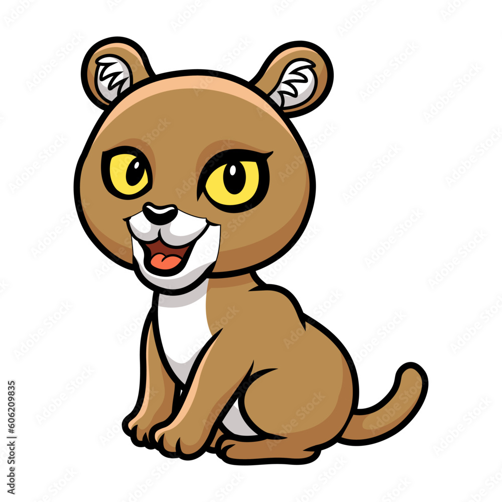 Fototapeta premium Cute little puma cougar cartoon