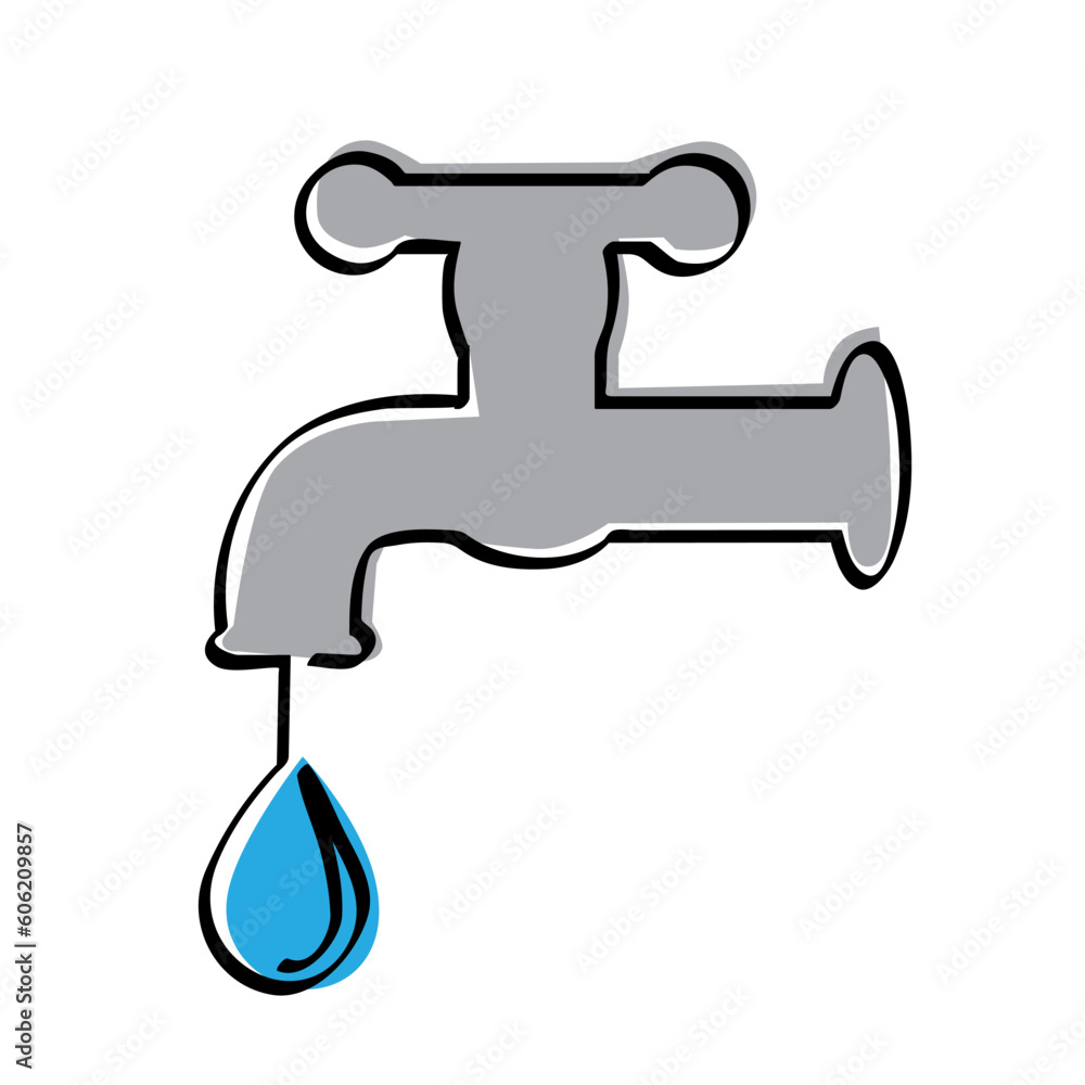 simple vector sketch watertap and drop single one line art, continuous simple vector sketch watertap and drop single one line art, continuous