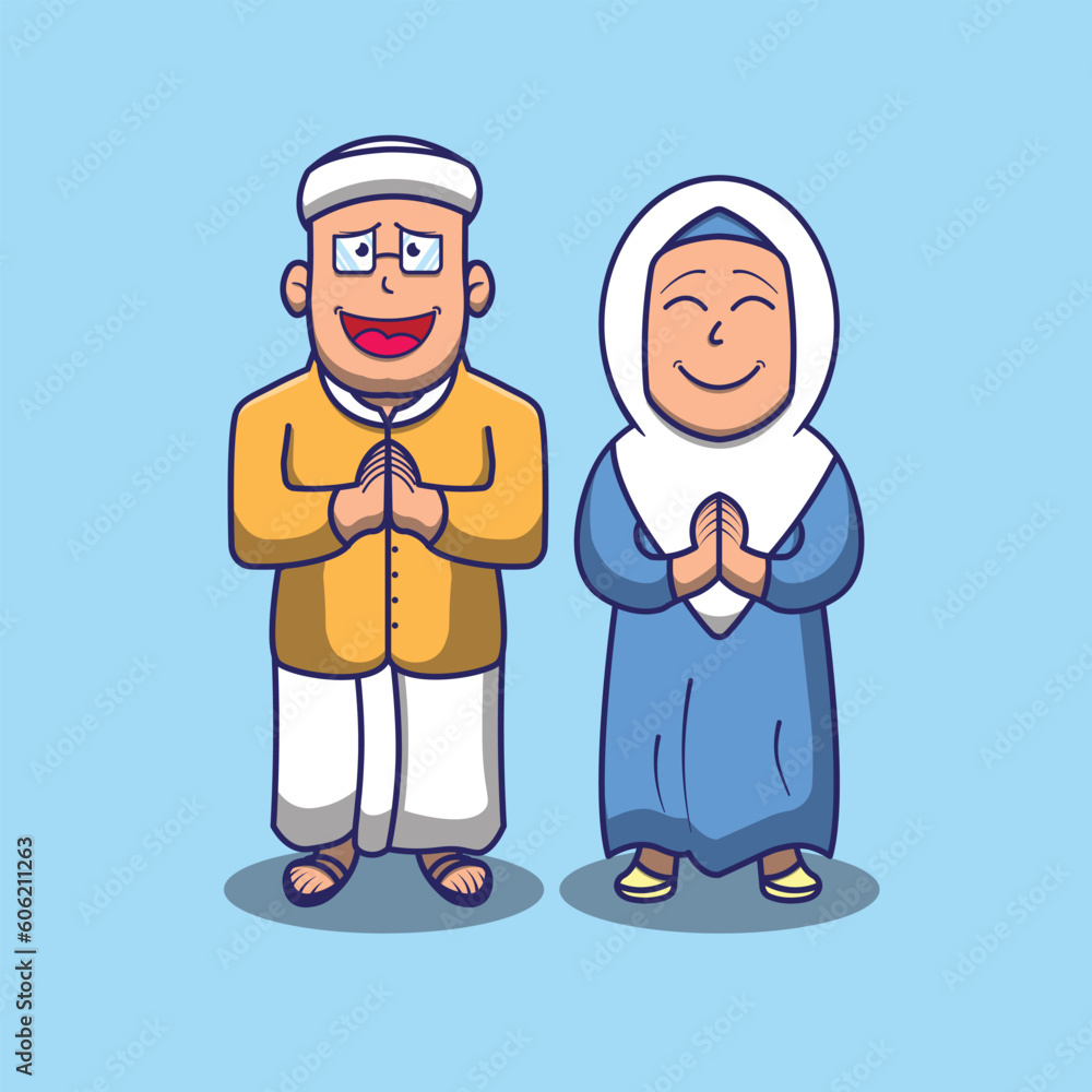 Vector illustrations of cute father and mothers moslem Vector illustrations of cute father and mothers moslem