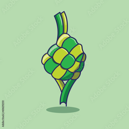 Cute cartoon vector illustration of ketupat. can used on many event like eid mubarak and eid adha