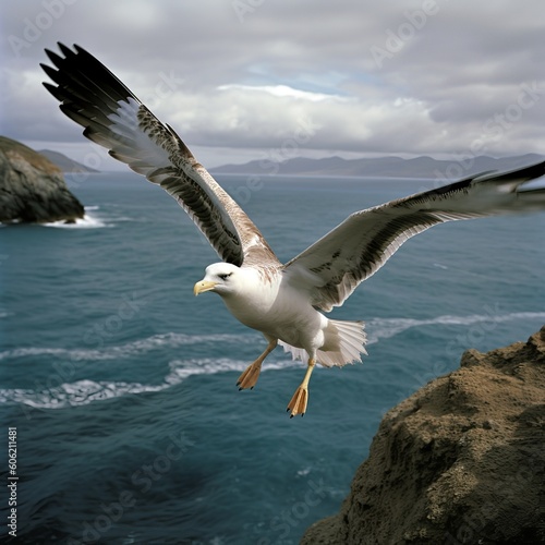 Albatross in Mid-Air Acrobatics, Displaying Aerial Prowess