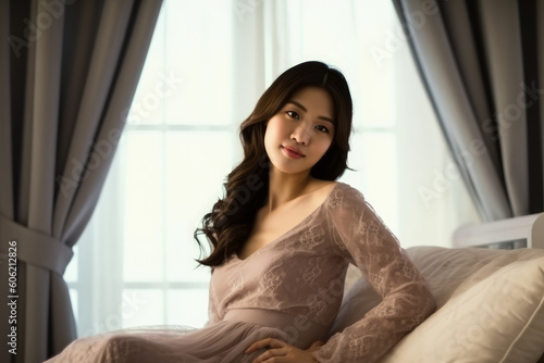 Beautiful pregnant Asian woman touching her belly waiting for baby, generative ai Free Download Beautiful pregnant Asian woman touching her belly waiting for baby, generative ai - GFXLoad