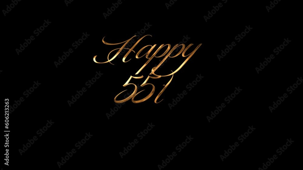 Happy 55th birthday handwritten animated in gold letter on black background. Perfect for birthday card element. 4k video birthday card. Happy 55th birthday handwritten animated in gold letter on black background. Perfect for birthday card element. 4k video birthday card.