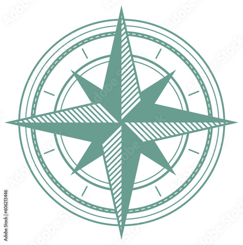 Vintage Nautical Wind Rose Compass Icon Vector Illustration. Mapmaking and Navigation, Navigational Illustrated Vector Compass