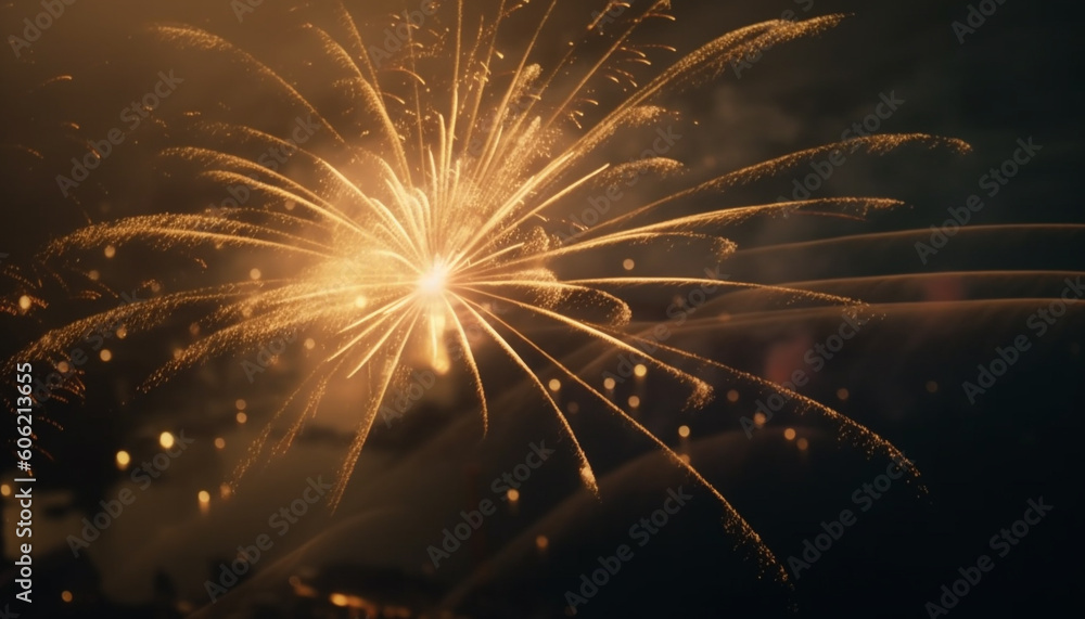Obraz premium Explosive fireworks light up the dark night generated by AI