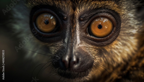 Cute macaque staring with selective focus on eye generated by AI © Jeronimo Ramos