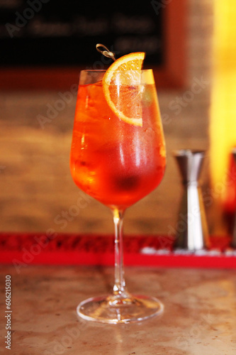 Apperol spritz drink at bar close up