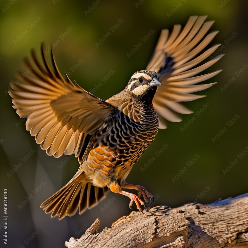 Obraz premium Quail Taking Flight, Wings Spread with Poise