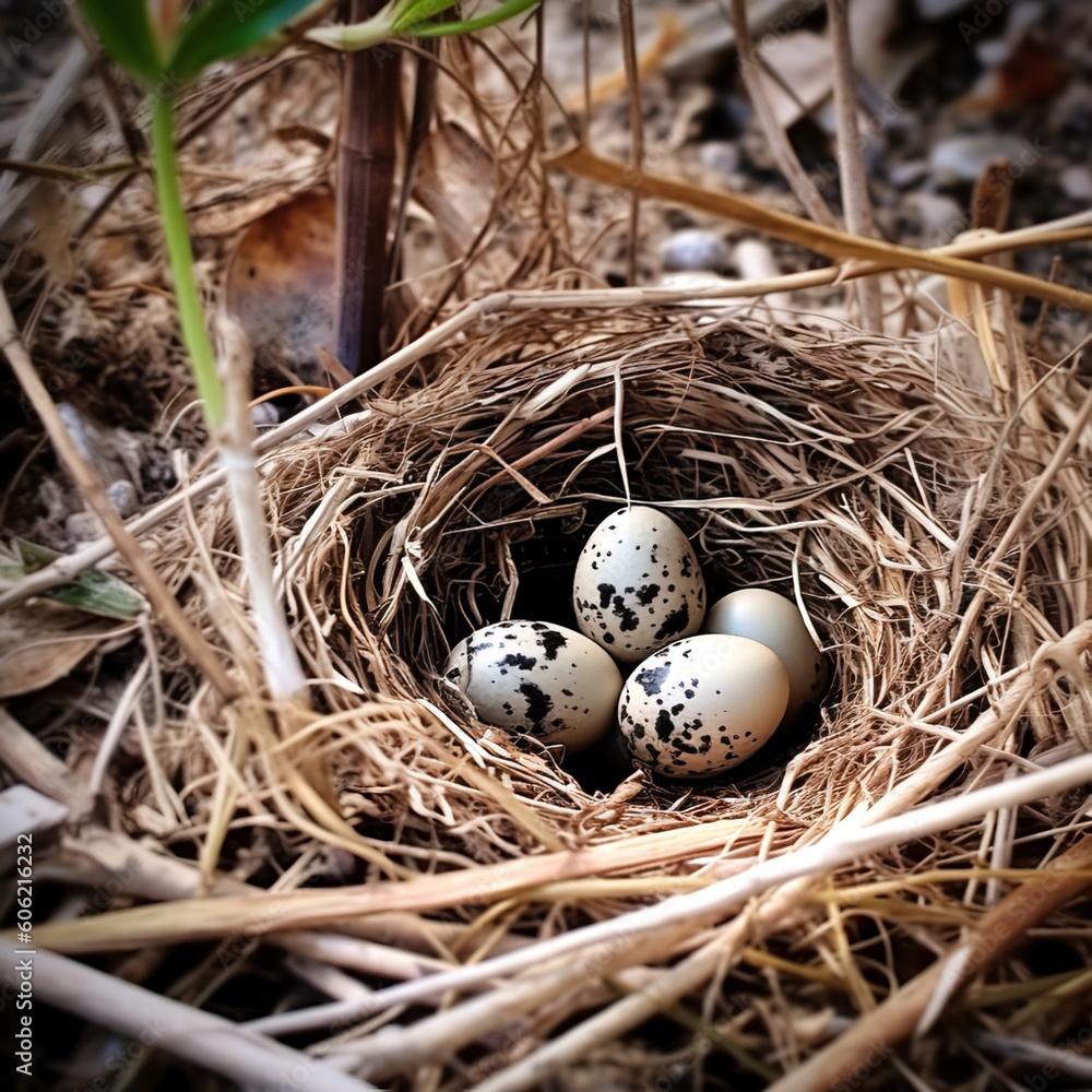 Quail Nest with Eggs, A Symbol of Nurturing and New Life Quail Nest with Eggs, A Symbol of Nurturing and New Life