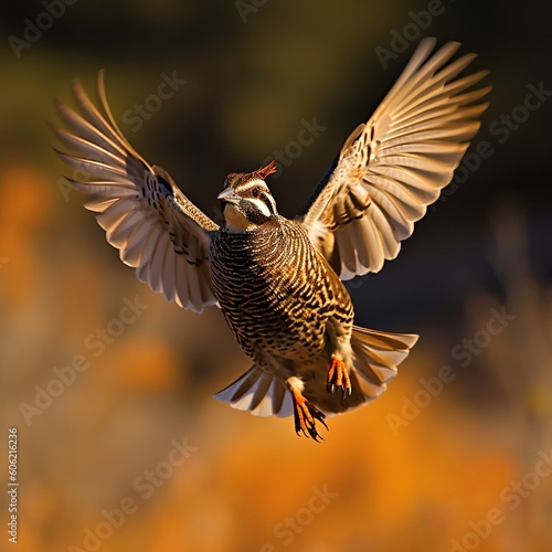 Quail Taking Flight, Wings Spread with Poise