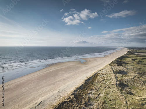 vue aérienne de la plage entre Geffosses et Pirou photo