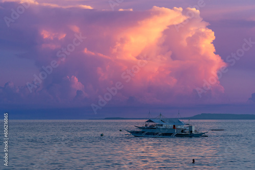 Sunset in Alona beach. Bohol, Philippines