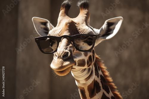 a giraffe wearing glasses © imur