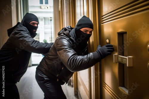Robbers robbing a bank, generative AI © MVProductions