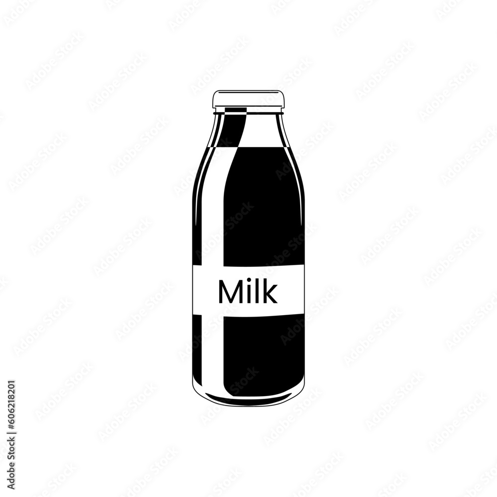 Milk glass bottle black white icon. Vector illustration symbol template in trendy style. Top choice of World Milk Day design element. Editable graphic resources for many purposes. Milk glass bottle black white icon. Vector illustration symbol template in trendy style. Top choice of World Milk Day design element. Editable graphic resources for many purposes.