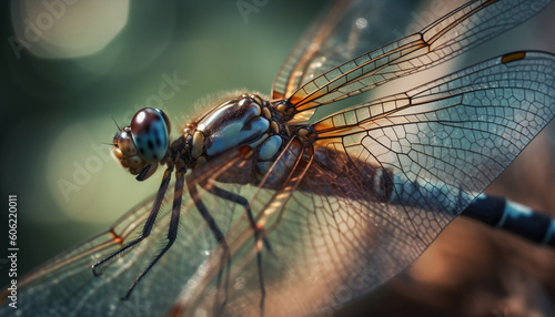 Vibrant dragonfly wing in beauty generated by AI