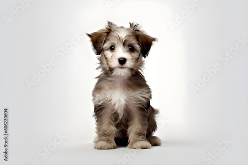 Cute scruffy puppy portrait studio shot