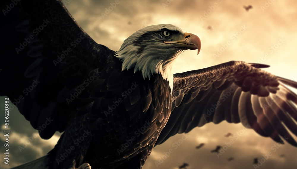 Fototapeta premium Majestic bird of prey soars in freedom generated by AI