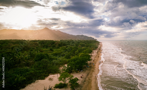 Tableau sur toile Imagen aérea de la playa de Palomino- Santa Marta, Colombia