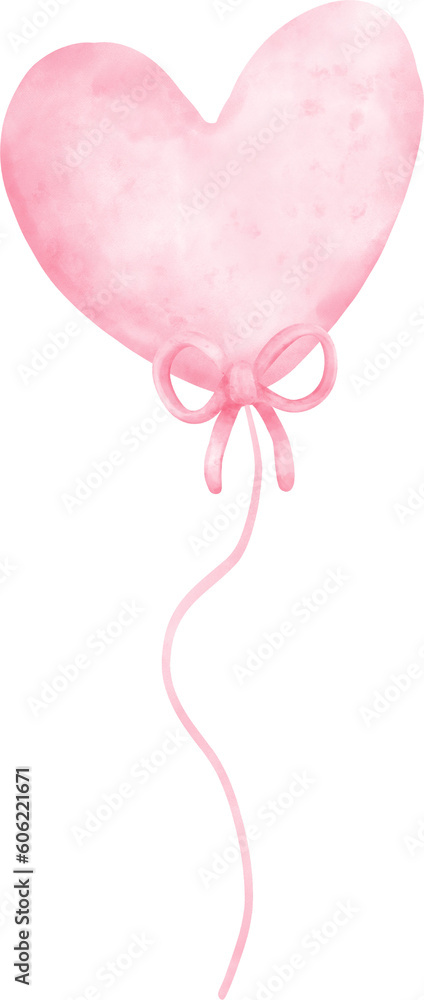 Cute sweet pink balloon heart shape watercolor painted Cute sweet pink balloon heart shape watercolor painted