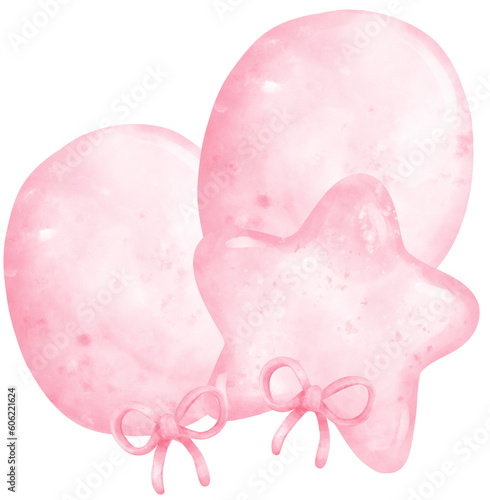 Cute sweet pink balloons bunch wireless watercolor painted