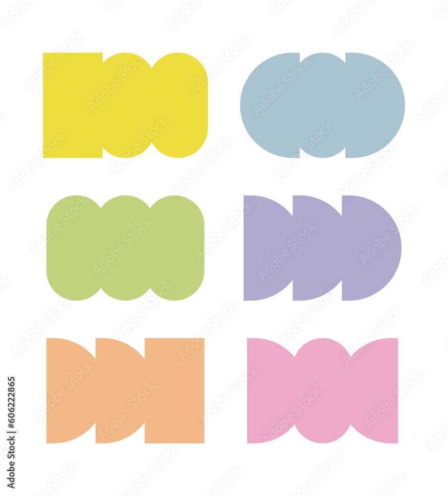 Set of design illustrations of geometric, abstract shapes. Set of design illustrations of geometric, abstract shapes.
