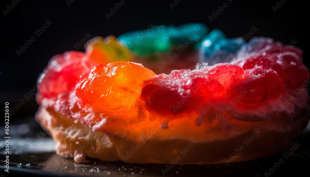 Fresh berry dessert, a sweet indulgence plate generated by AI Fresh berry dessert, a sweet indulgence plate generated by AI