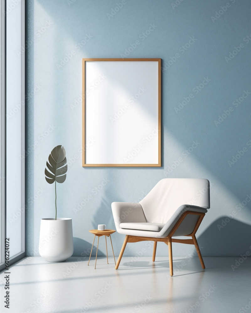 Living room interior mockup with frame - created with Generative AI technology Living room interior mockup with frame - created with Generative AI technology