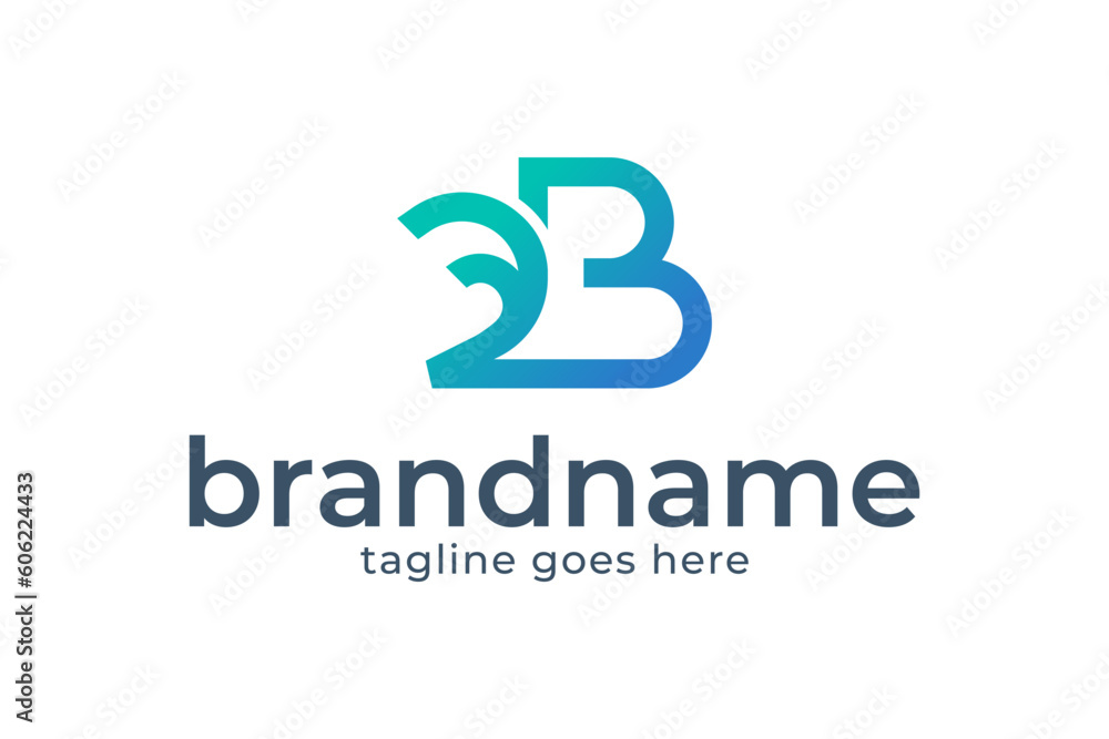 Naklejka premium Monoline letter b logo design, Media logo design, Company logo