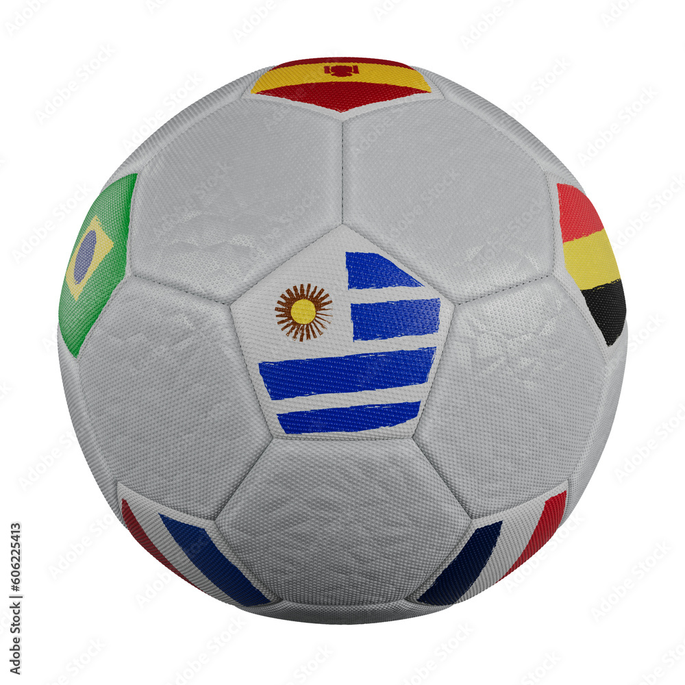 Fototapeta premium 3D Soccer Ball Isolated with various Flags