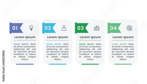 Presentation business infographic template design with four options or steps and icons
