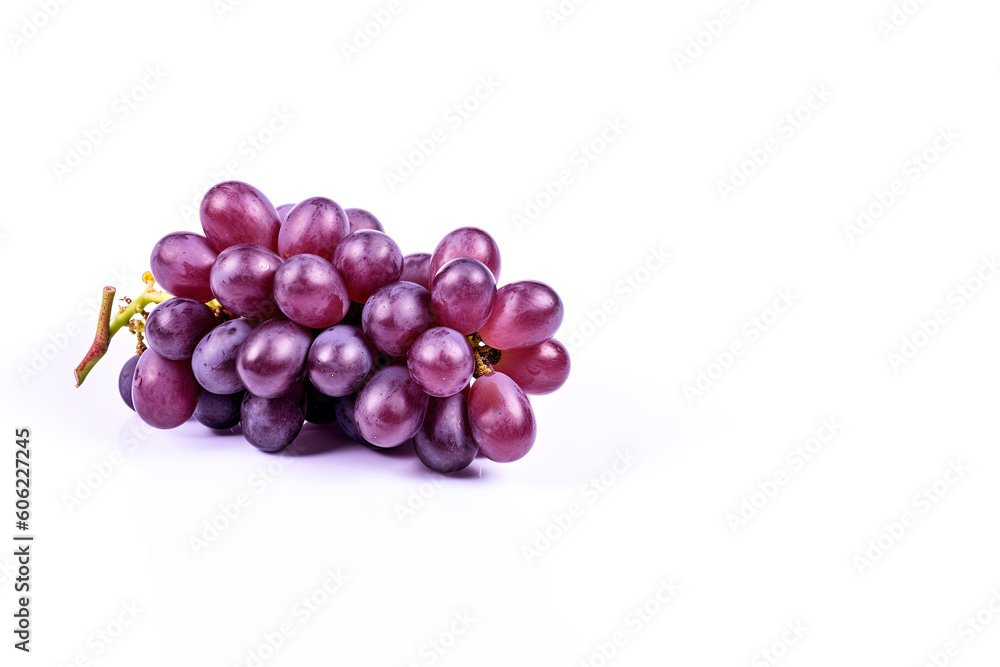 Bunch of ripe red grapes isolated on white background with copy space. Created with Generative AI Technology Bunch of ripe red grapes isolated on white background with copy space. Created with Generative AI Technology