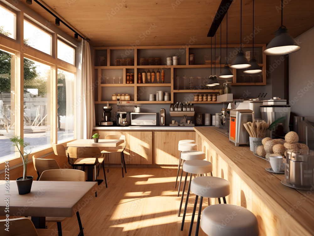 Generative Ai: Simple Coffee shop, wooden style
