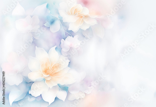 Soft watercolor illustration of flowers. Generative AI.