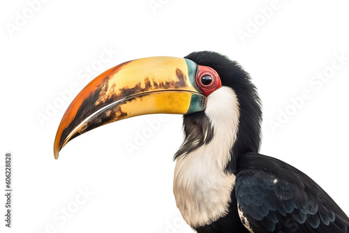 Image of hornbill on a white background. Bird. Wild Animals. illustration. Generative AI.