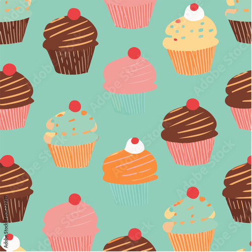 cute simple cupcake pattern  cartoon  minimal  decorate blankets  carpets  for kids  theme print design 